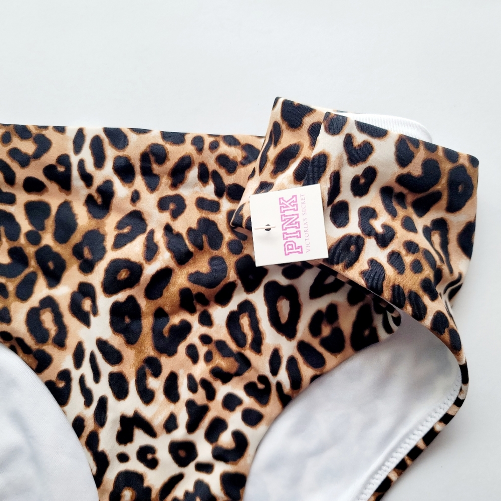 NWT 🐆 Victoria's Secret Pink Bikini Bottom, Leopard Print, Size L - Picture 4 of 8